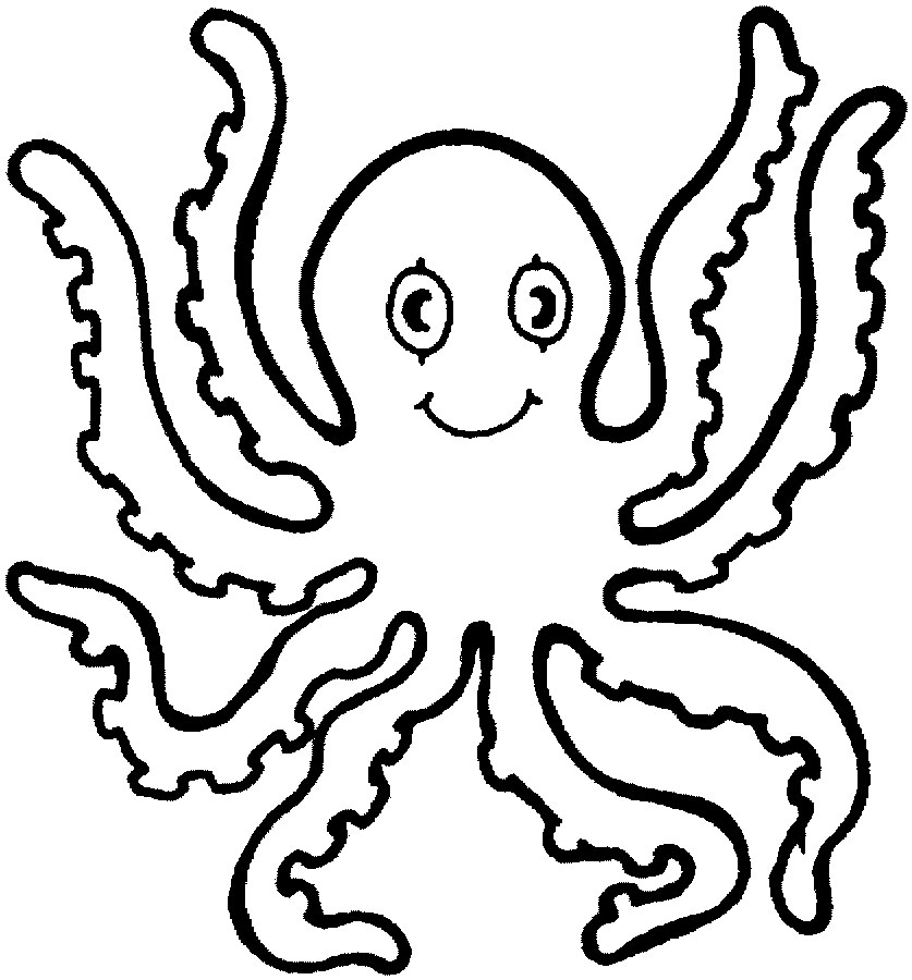 Octopus coloring page. Water Animals to Color